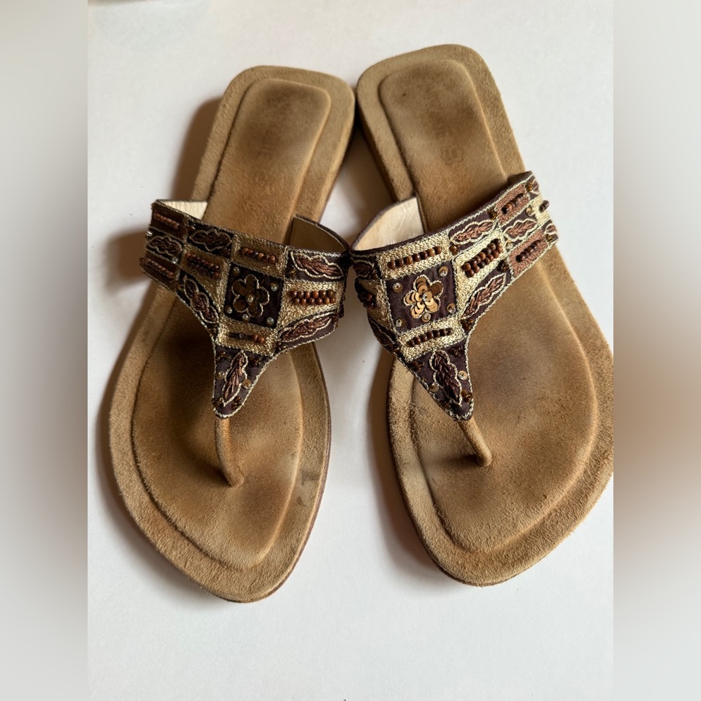 Embroidered Brown Sandals